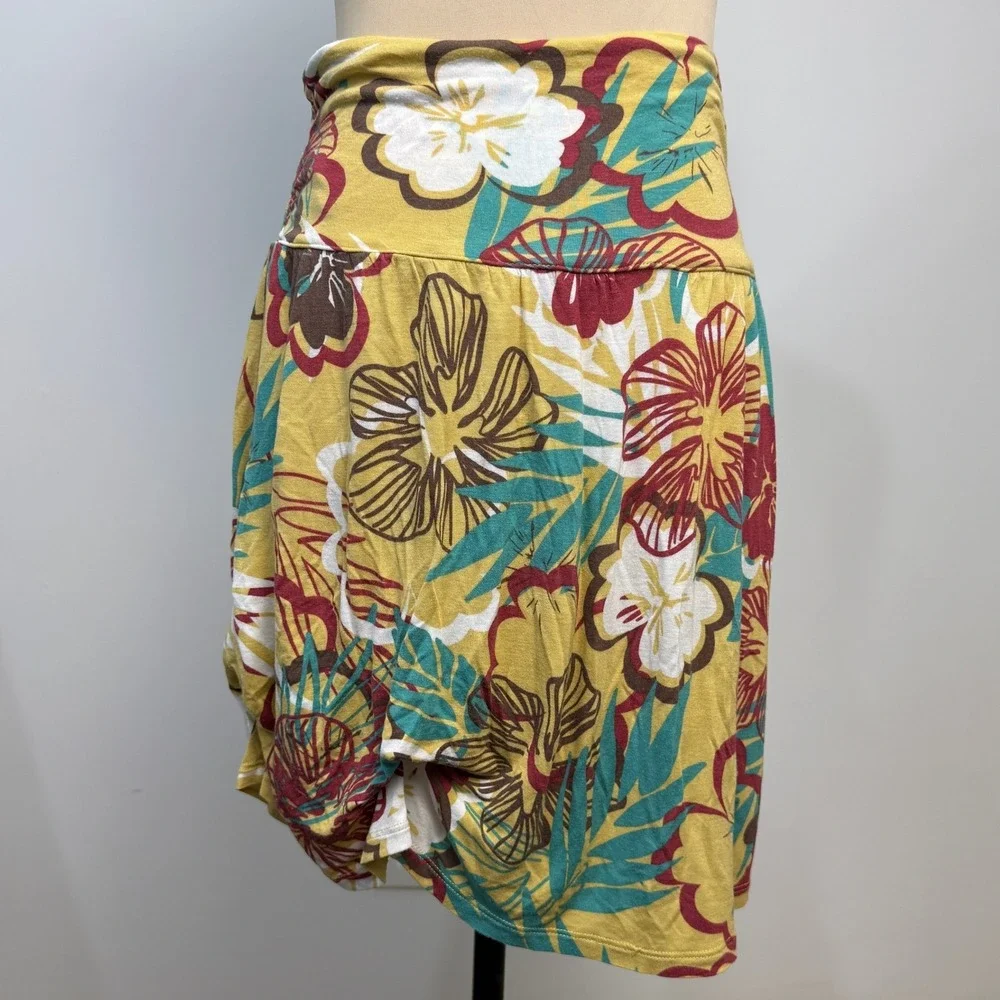 American‎ Rag Cie Asymmetrical Floral Skirt Womens S Yellow Tropical Boho Beach